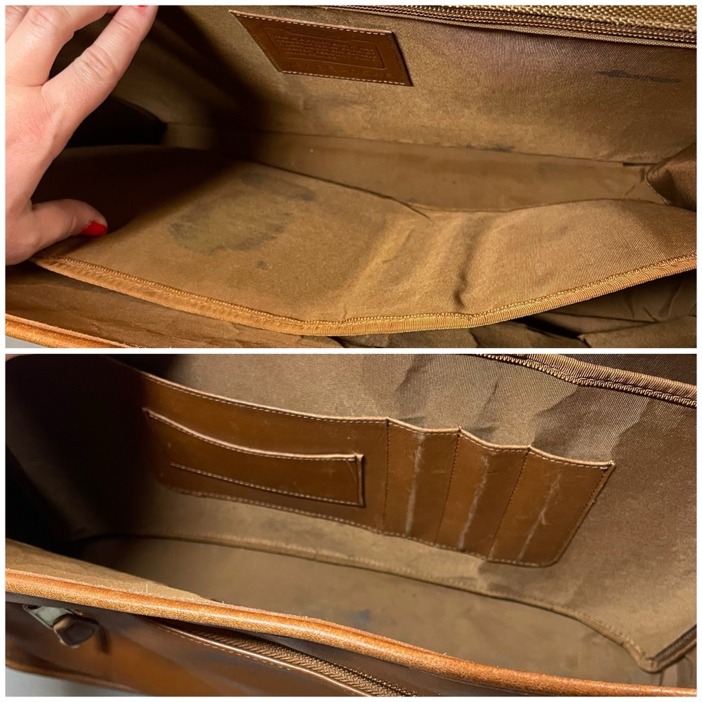 VINTAGE 90s Coach Turnlock Briefcase A8S-0546, British Tan, Brass Hardware - Picture 14 of 16